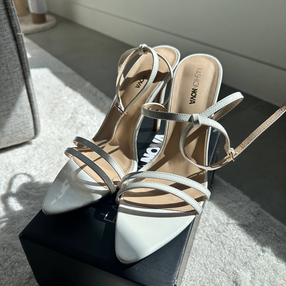 Elegant White Strappy Heels